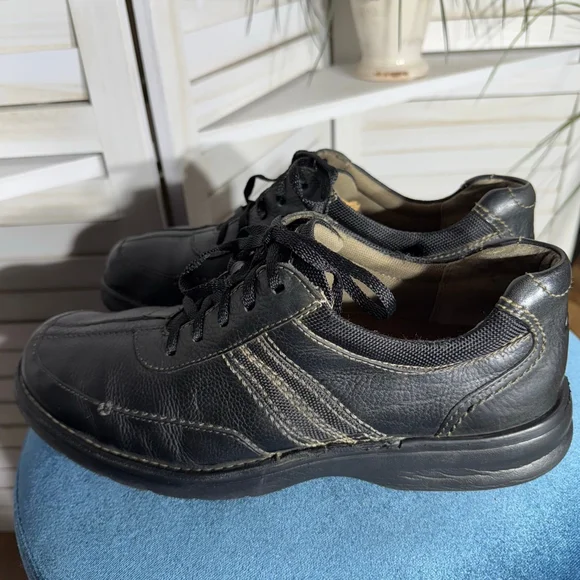 Clarks Mens Slone Lace Up Oxford Black Leather Shoes Size 10.5 - Picture 3 of 10